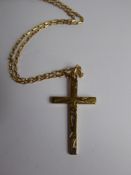 A 9ct Yellow Gold Cross Pendant and Chain, approx 48 cms, approx 6 gms.