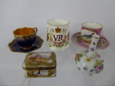 Miscellaneous Fine Porcelain, including Coalport Cup and Saucer, Meissen vase with applied