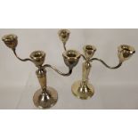 A Pair of Sterling Two Branch Candle Sticks, Birmingham hallmark, dated 1974, mm William Adams,