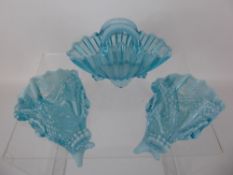 A Miscellaneous Collection of Vaseline Glass, including posy vases and a pair of wall sconces (6)