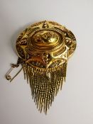 A Lady's 14-15 ct (tested) Yellow Gold Victorian Mourning Brooch, the brooch having applied beads