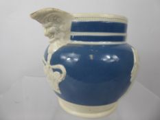 A Victorian Wedgwood Commemorative Jug, approx 14 cms together with a Chinese blue and white