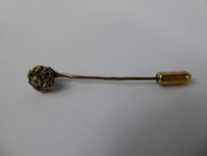 A Gentleman's Antique 9 ct (tested) Rose Cut Diamond Tie Pin, approx 30 - 35 pts of old cuts dias,