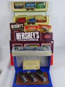 Quantity of Die Cast Cars, including Lledo Hershey vans Reese, Goodber and kisses. Rolls-Royce set