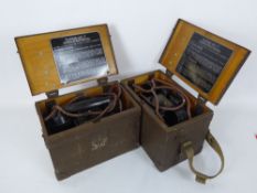 A Pair of Military Portable Telephones in Boxes, described 'Telephone Set "F" .MKII YA 2886, one