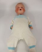 An Antique Armand Marseilles German Bisque Headed Doll, blue sleeping eyes, open mouth revealing