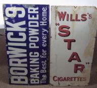 Two Enamel Advertising Signs, one depicting "Borwick's Baking Power - The Best for Every Home"