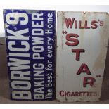 Two Enamel Advertising Signs, one depicting "Borwick's Baking Power - The Best for Every Home"