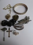 Miscellaneous Silver Jewellery, including silver bangle Birmingham hallmark, two silver lockets,
