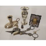 Miscellaneous Silver and Silver Plate, including a bud vase Birmingham hallmark, dated 1938 mm