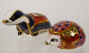 A Limited Edition Royal Crown Derby Paperweight, 'Moonlight Badger' , approx 17 x 7 cms together