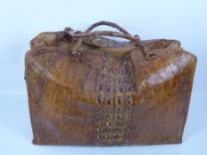 A Gentleman's Vintage Crocodile Skin Travel/Tote Bag.