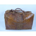 A Gentleman's Vintage Crocodile Skin Travel/Tote Bag.