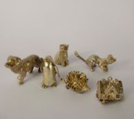 A Quantity of Sterling Silver Miniature Animals, including seated cat, playful cat, dog,