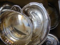 Miscellaneous Silver Plate, including two oval servers, two rectangular servers, one rectangular