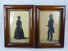 A Pair of Victorian Silhouettes, depicting a lady and a gentleman, approx 16 x 26 cms.