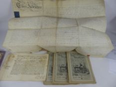 A Box of Miscellaneous Ephemera, including a ten shilling Deed from Osborne Markham, Master of