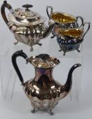 Mappin & Webb Silver Plated Tea Set, comprising tea pot, milk jug, sugar bowl and coffee pot.