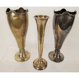 A Pair of Silver Tulip Vases, Birmingham hallmark, dated 1902, approx 460 gms, (filled) together
