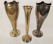 A Pair of Silver Tulip Vases, Birmingham hallmark, dated 1902, approx 460 gms, (filled) together