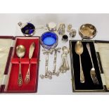 Miscellaneous Silver, including a mustard Birmingham hallmark mm ESB (original blue liner),