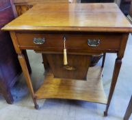 An Edwardian Lady's Work Table, with single drawer and lower shelf, on tapered legs, decorative