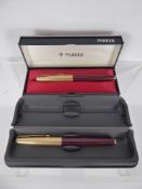 Two Gold Plated Vintage Parker Ink Pens.