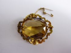 A Lady's Antique Citrine Brooch, the Citrine measuring approx 27 X 22 mm, approx 11 gms, in original