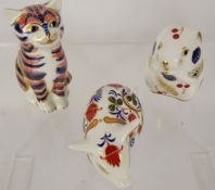 Royal Crown Derby Paperweights, 'Seated Kitten' 8 cms, 'Dormouse' 6 cms and 'Piglet', with two