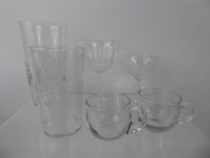 A Group of Tumblers, glasses and custard cups.