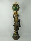 An American Ansonia Clock Co. Pendulum Clock, 'Diana the Huntress', executed in patinated metal, the