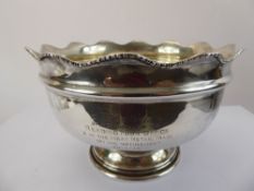 A Silver Pedestal Rose Bowl, with scalloped edge, London hallmark, dated 1919, mm C.E,