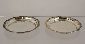 A Pair of Continental Silver Pin Dishes, mm Christophle, approx 71.3 gms, together with a