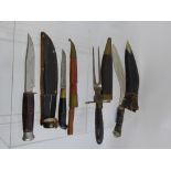 A Miscellaneous Collection of Knives, including Kukri, small Bowie knife, together with a knife