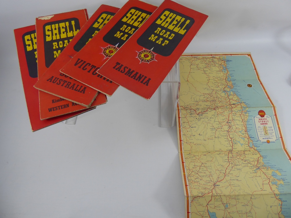 Seven Vintage Shell Road Maps of Australia, including Adelaide, Queensland, Western Australia, North