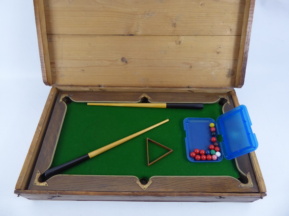 A Nuku Vintage Miniature Billiard Table, complete with two cues and accessories, in sturdy wooden - Image 2 of 2