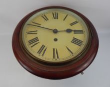 A Mahogany-Cased Wall Clock, cream face with Roman dial, approx 35 cms diameter.