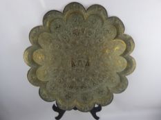 A Large Brass Tray with oriental decoration of figures and flowers, approx 61 cms.
