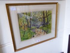 Arthur E. Pitt, original watercolour depicting a forest stream scene, signed lower left, approx 27 x