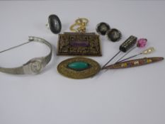Miscellaneous Jewellery, including silver rings, pendant, earrings, hat pins, Seiko watch and