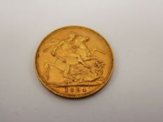 1894 Queen Victoria Gold Full Sovereign.