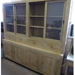 A Generously Proportioned Bespoke Oak Dresser, with four drawers and four cupboards, with glaze-