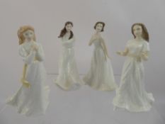 Four Royal Doulton Figurines, Sentiment Series, approx 17 cms, including 'Embrace', 'Greetings', '