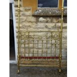 A Victorian Single Four Poster Brass Bed, comprising of front, back and rails, approx 121 x 250 x