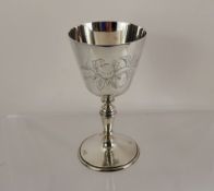 A Sterling Silver Goblet, Birmingham hallmark, dated 1971, mm Barker Ellis & Co, approx 140 gms.