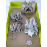 A Collection of Four Tuskers Elephants, with matching mini plaque, including "Love is a Big