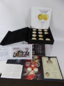 Eleven London Mint Office All Gold Plated Queen Mother Commemorative Proof Coins, with certificates,