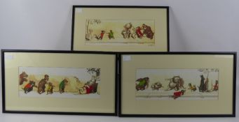 Boris O' Klein's 'Dirty Dogs of Paris' Series, three colour prints, approx 40 x 15 cms