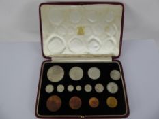 A 1937 George VI Fifteen Coin Specimen Proof Year Set, with Maundy money, red leather case