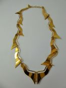 A 9 ct Fancy Flame Form Necklace, approx 40 cms, approx 9 gms .